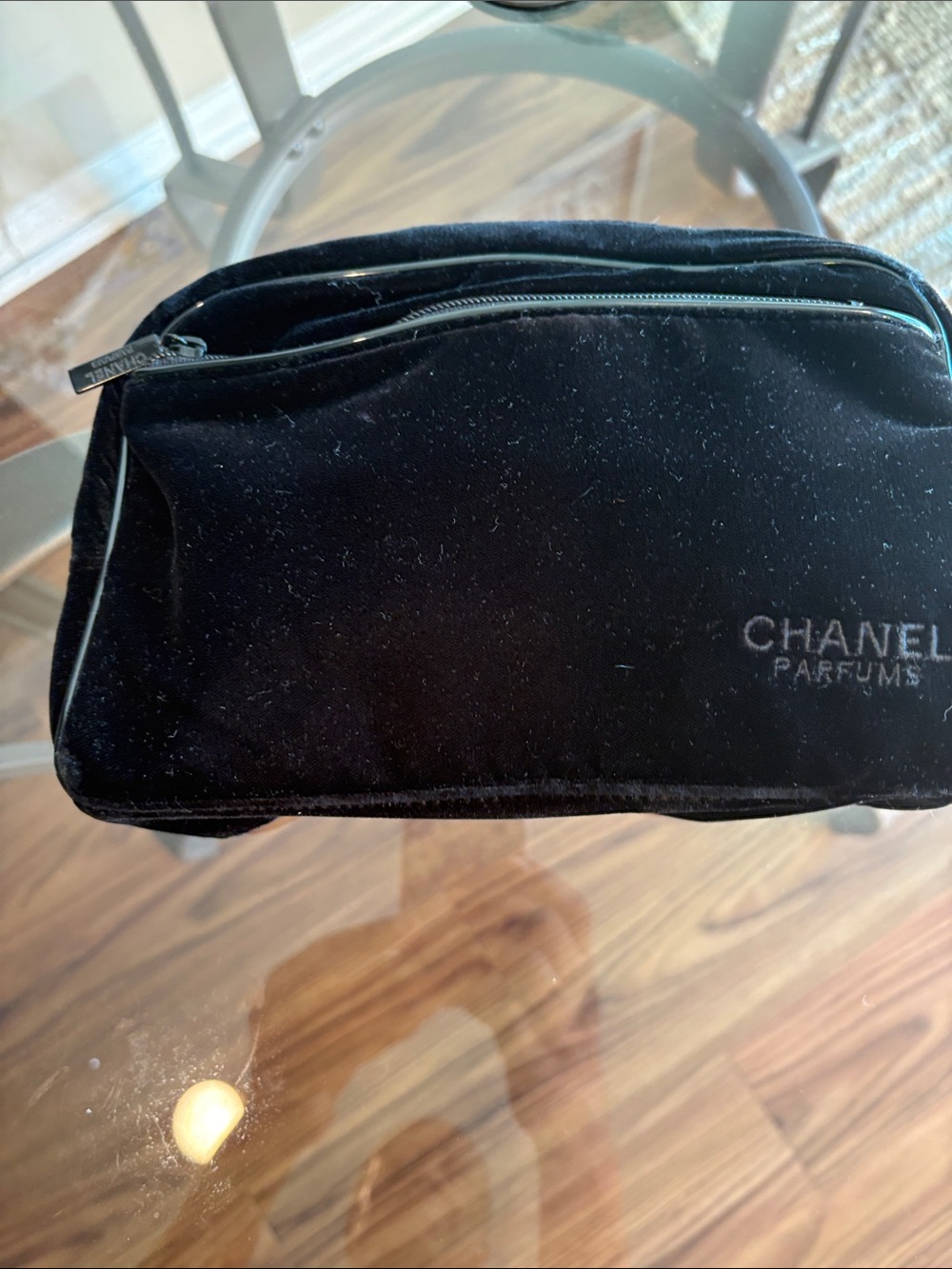CHANEL Black Velvet Cosmetic Pouch
